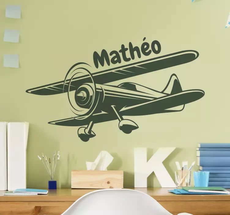 Vintage Airplane Decoration location wall sticker - TenStickers