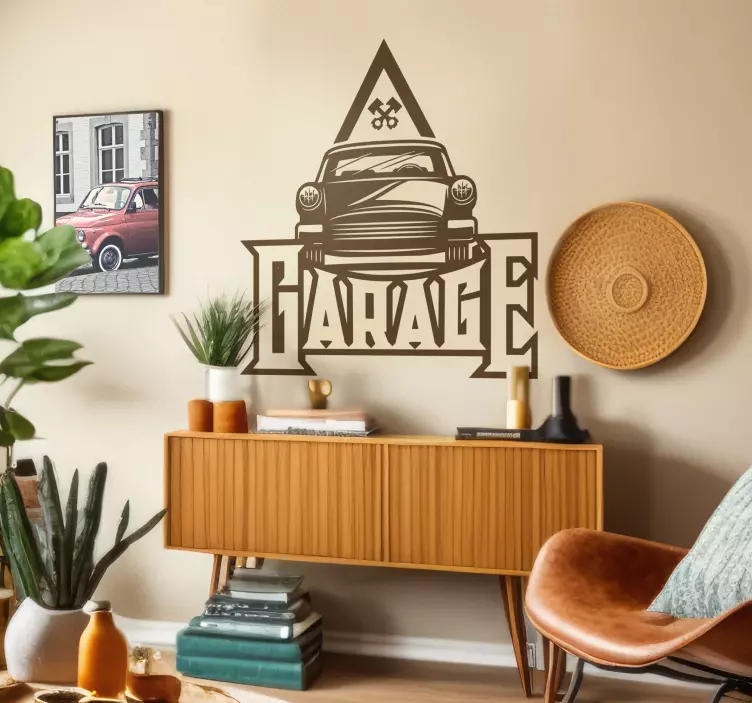 Vintage car garage vinyl decal - TenStickers