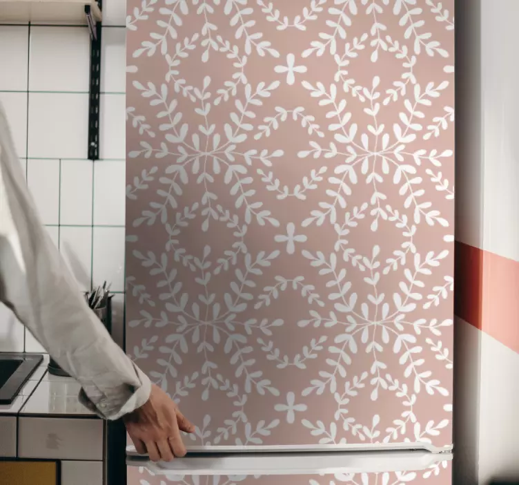 Vintage ornamental leaves fridge sticker - TenStickers