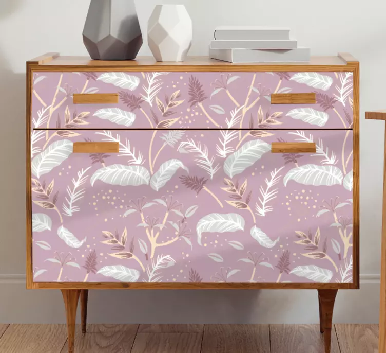 Vintage pink tropical leaf furniture sticker - TenStickers