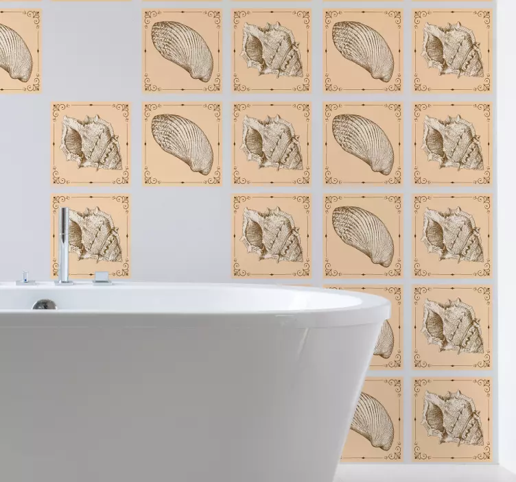 Vintage Seashells tile sticker - TenStickers
