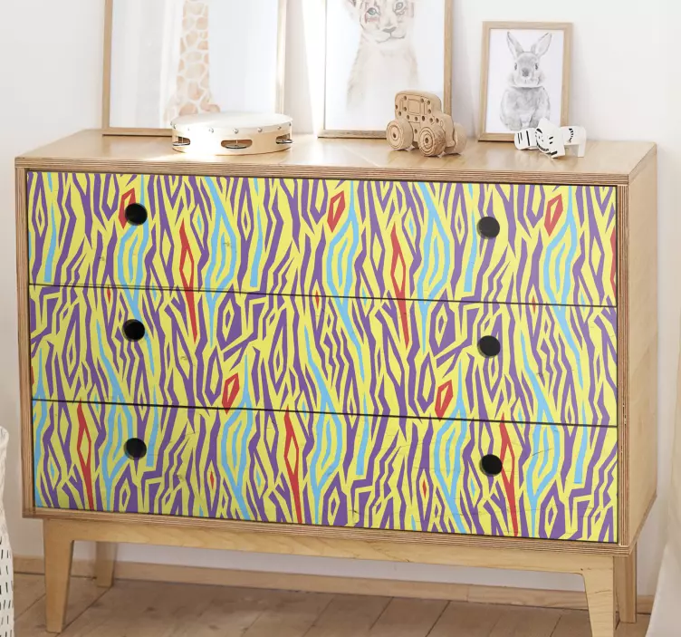Vintage Zebra animal print  furniture sticker - TenStickers
