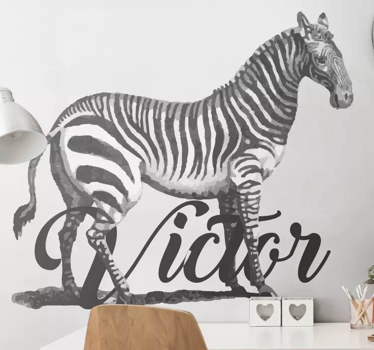 Vintage Zebra Illustration  wild animal decal - TenStickers