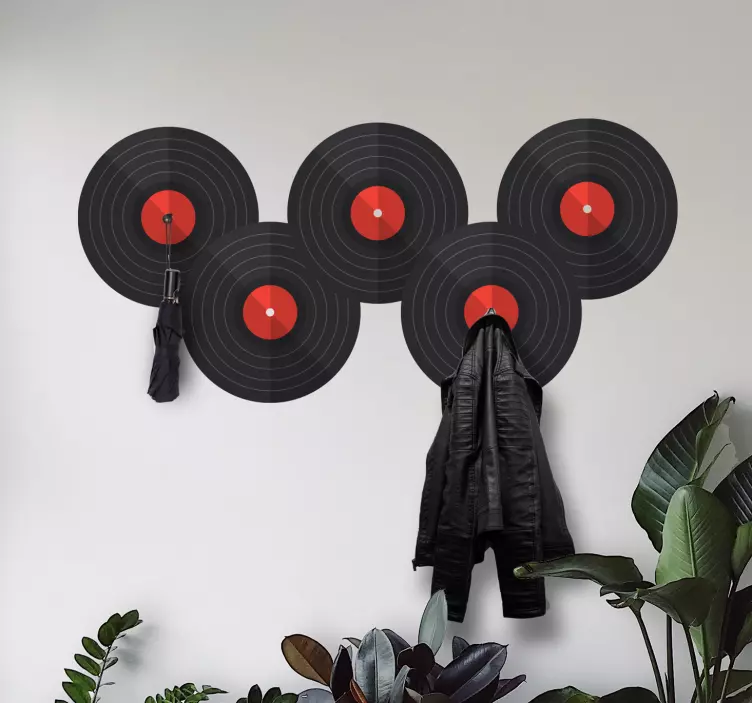 Vinyl records umbrellas coat hanger sticker - TenStickers