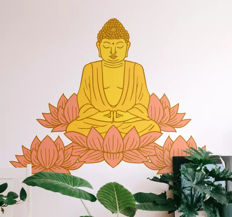 Wall art decal lotus buddha design - TenStickers