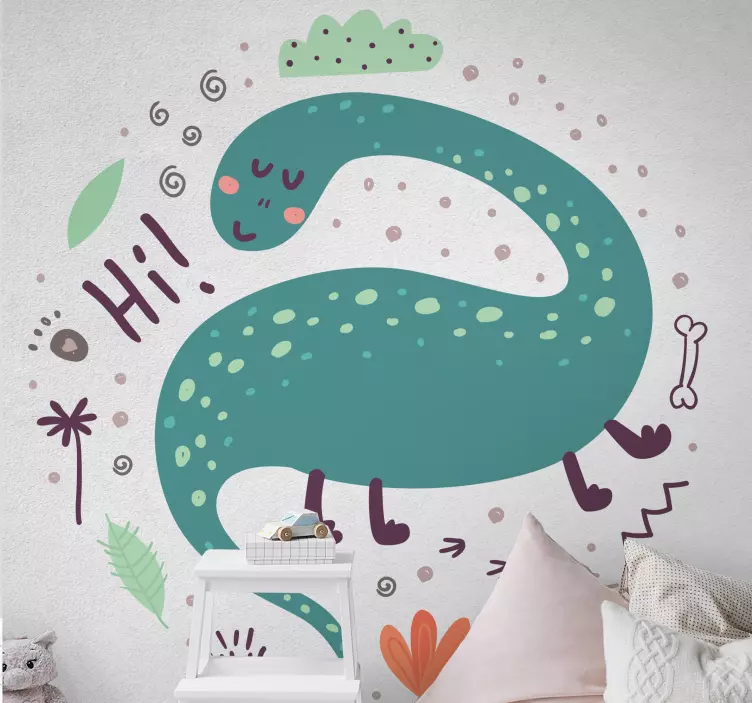 Wall decal friendly dinosaur illustration - TenStickers