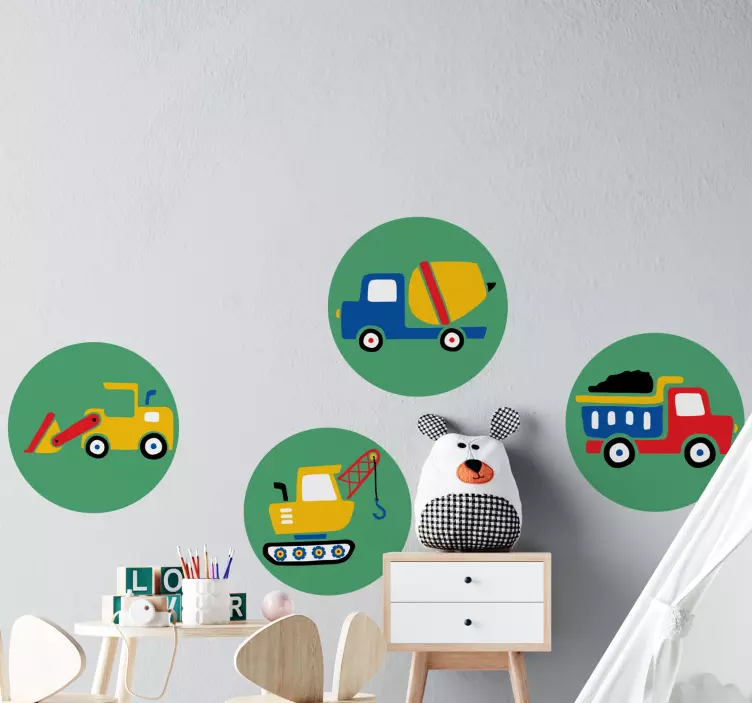 Wall stickers for kids construction vehicle set - TenStickers