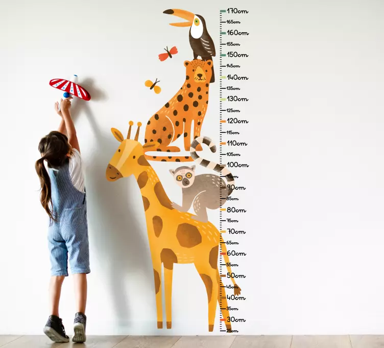 Wall stickers for kids height measuring animals - TenStickers
