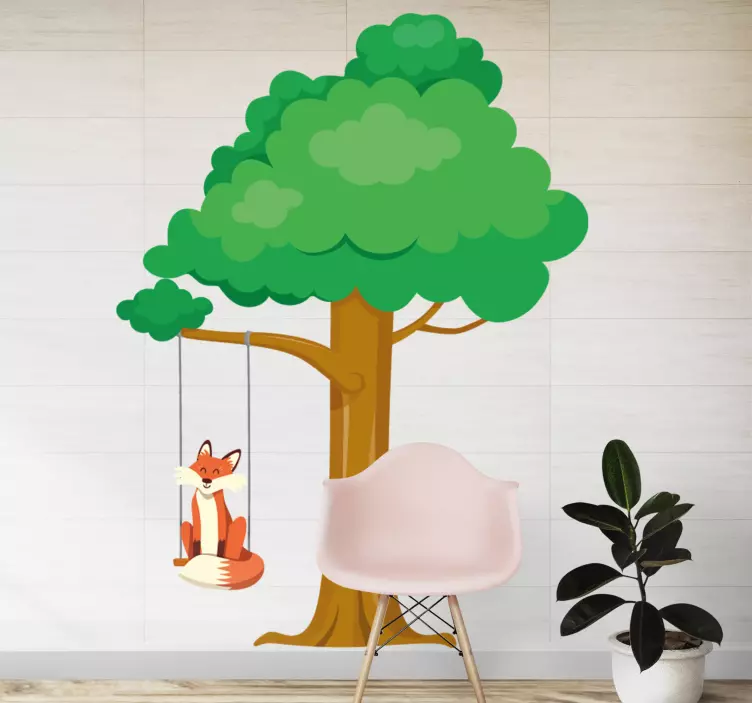 Wall stickers for kids playful fox tree - TenStickers
