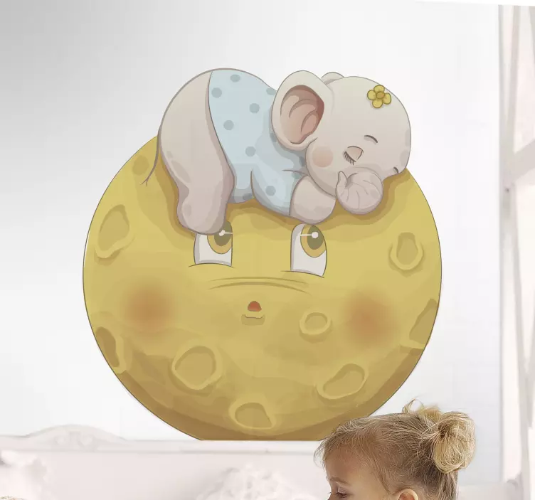 Wall stickers for kids sleeping elephant moon - TenStickers