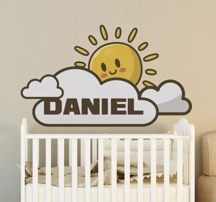 Wall stickers for kids sunshine cloud and name - TenStickers