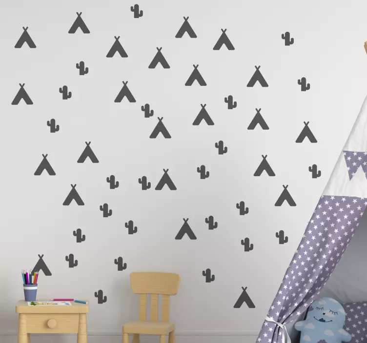Wall stickers for kids tent and cactus design - TenStickers