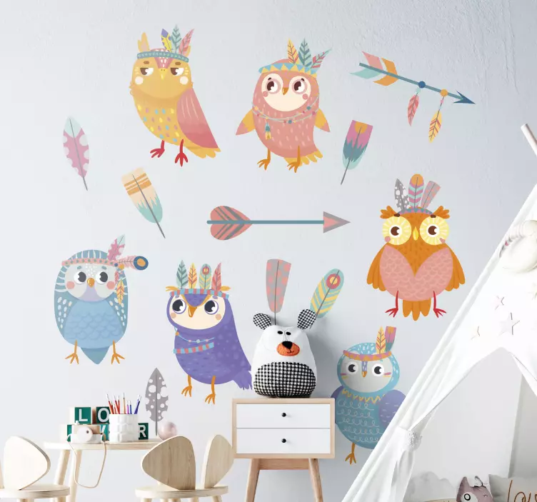 Wall stickers for kids vibrant owl collection - TenStickers