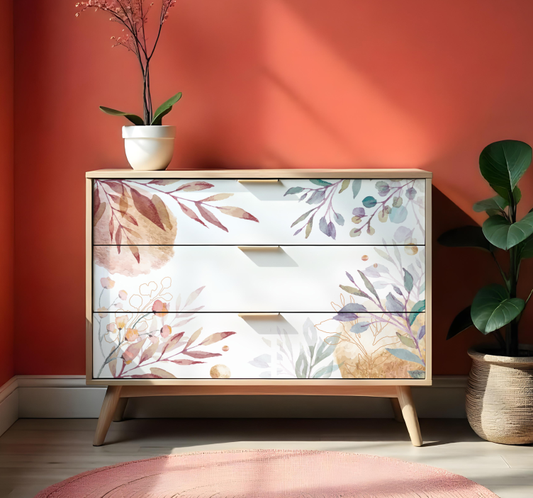 Watercolor leaves furniture sticker - TenStickers