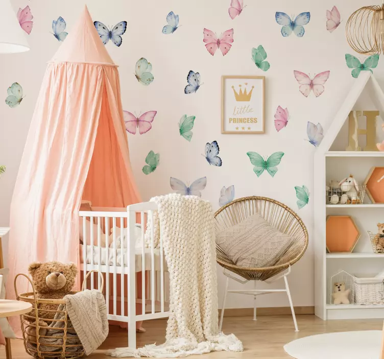 Watercolour Butterfly Kids Room Wall Decal - TenStickers
