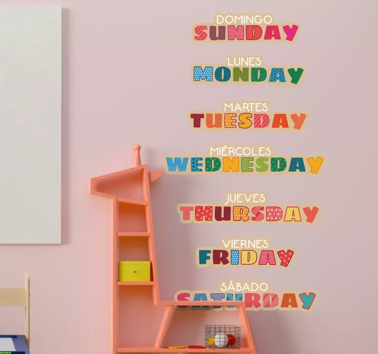 Week days in English educational wall sticker - TenStickers