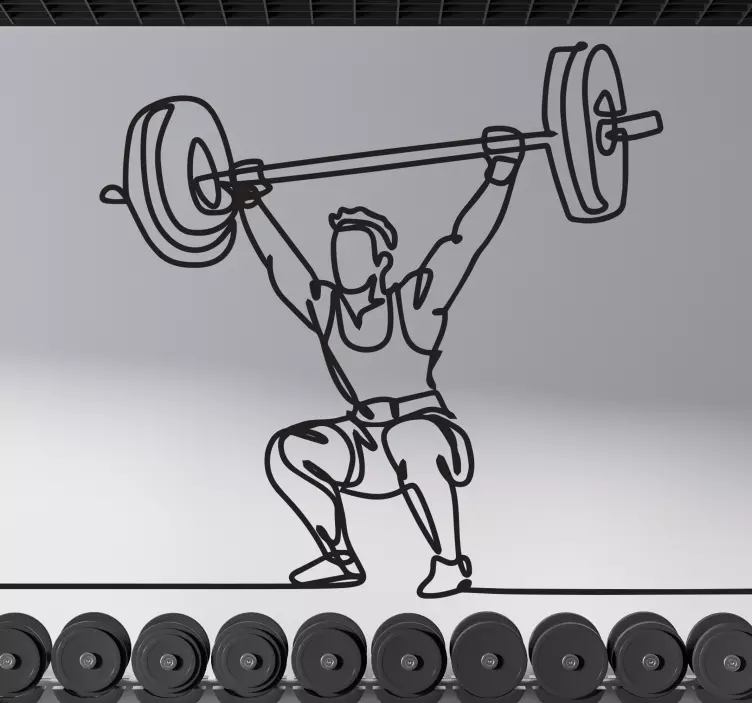 Weight lifting silhouette wall sticker - TenStickers
