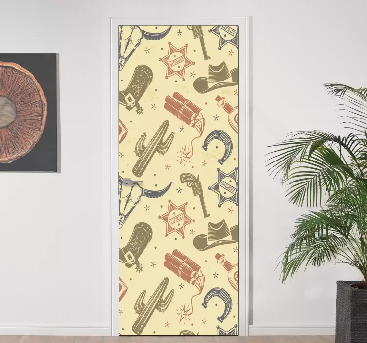 Western themed elements door sticker - TenStickers