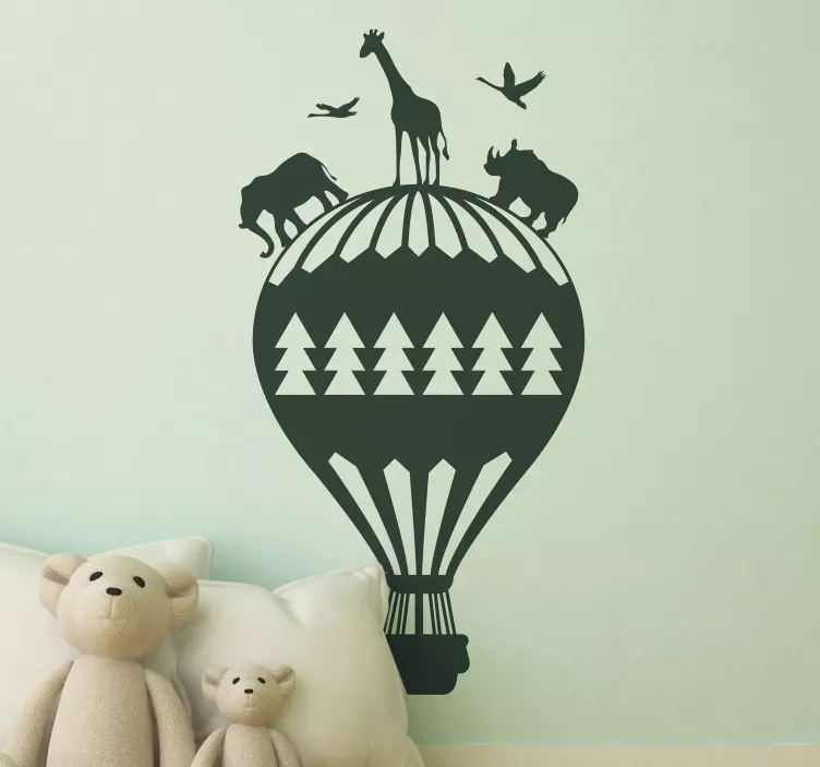 Whimsical Balloon Safari farm animal wall decal - TenStickers