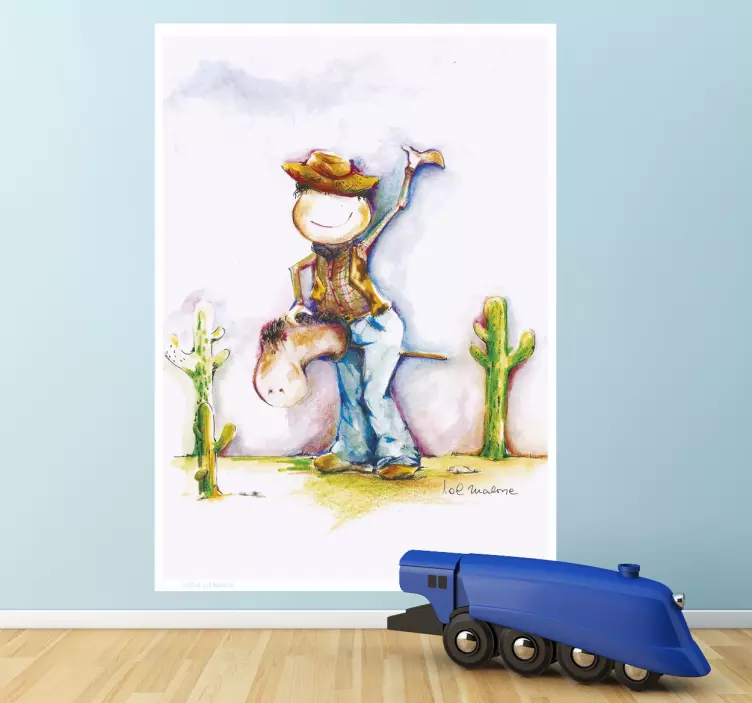 Cowboy character illustration wall art - TenStickers