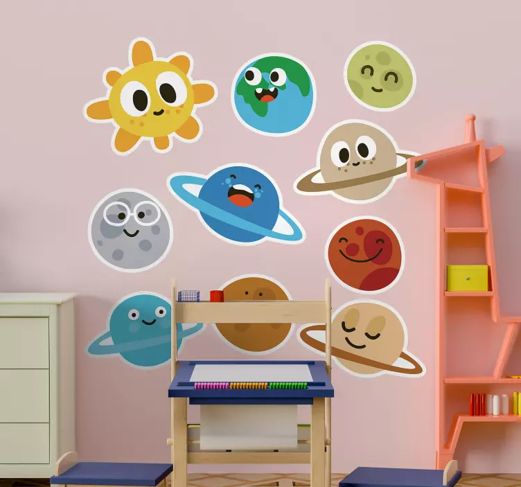 Whimsical Planet Characters wall stickers for kids - TenStickers