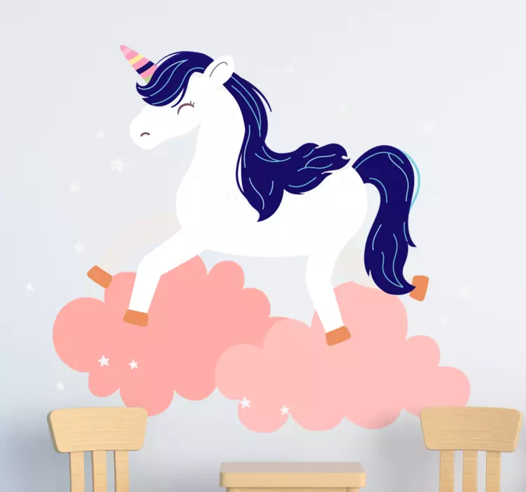 Whimsical unicorn clouds wall stickers for kids - TenStickers