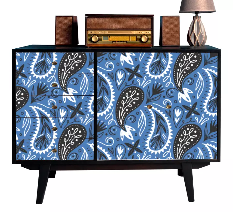 White and blue patterns furniture sticker - TenStickers