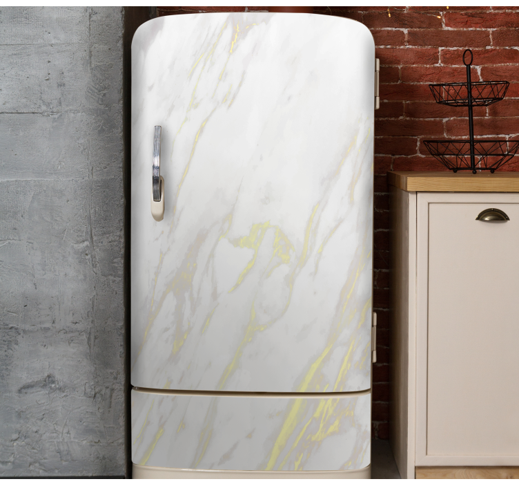 White and golden design marble fridge sticker - TenStickers