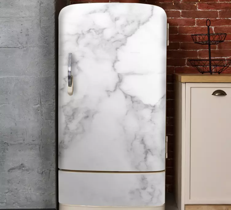 White marble texture fridge sticker - TenStickers
