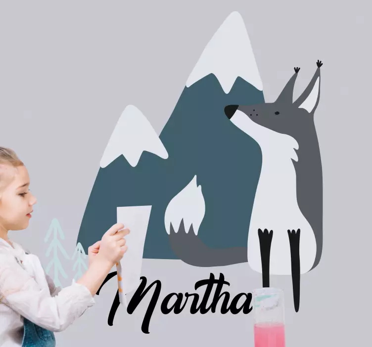 Whiteboard sticker mountain wolf custom - TenStickers