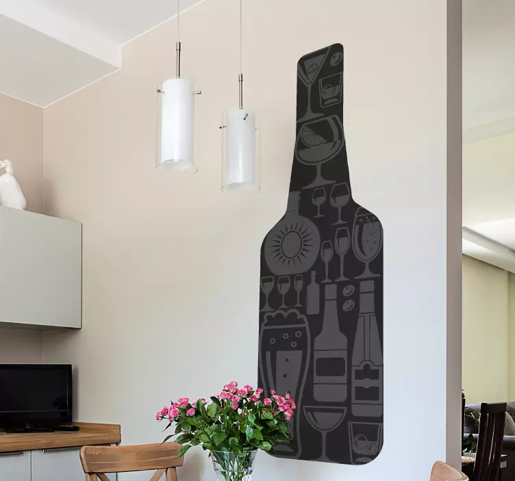 Wine bottle with cocktails drink sticker - TenStickers