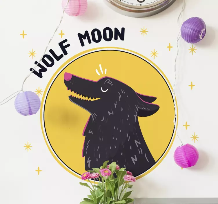 Wolf shape with text wild animal decal - TenStickers
