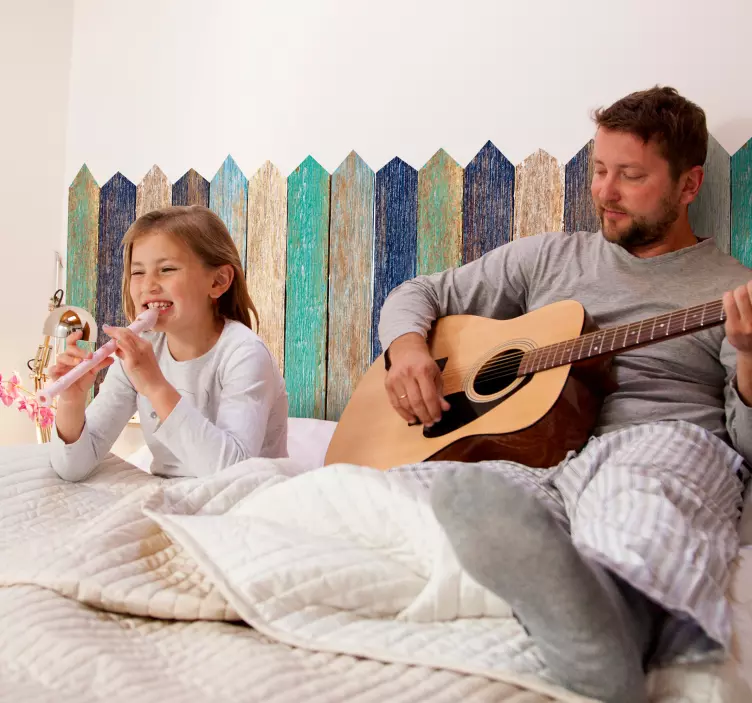 Wooden Fence Headboard Home Wall Sticker - TenStickers