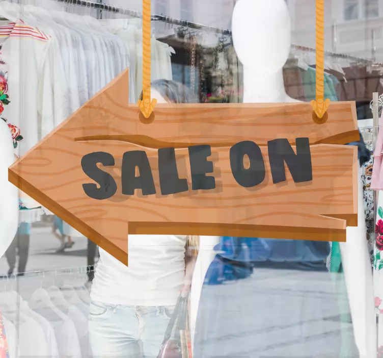 Wooden Sale Arrow window decal for business - TenStickers