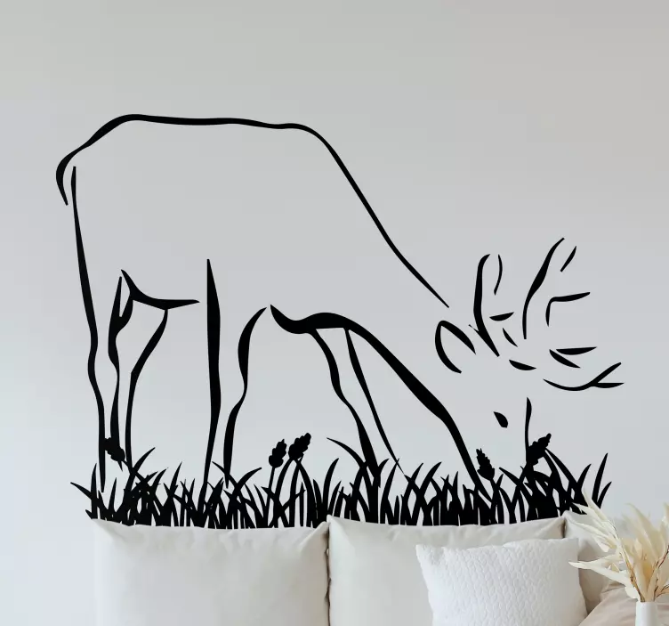 Woodland Eating Stag animal wall sticker - TenStickers