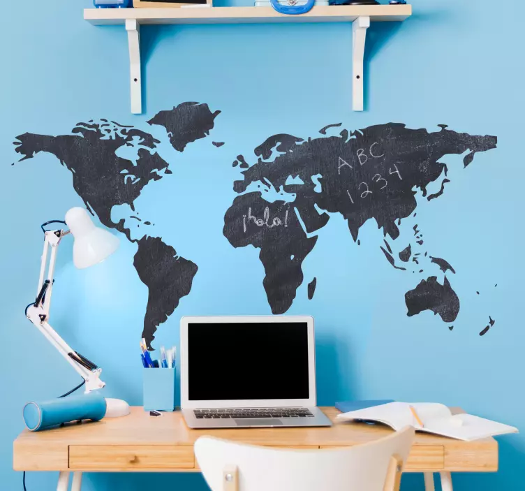 Explore: World Map Blackboard Wall Sticker! - TenStickers