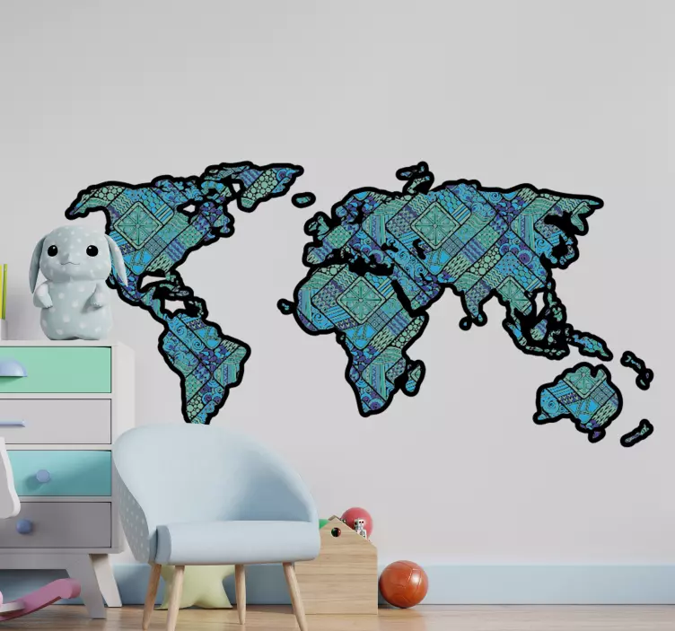 Worldwide Map Depiction location wall sticker - TenStickers
