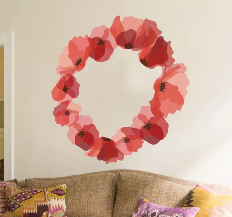 Wreath of Poppies Sticker - TenStickers
