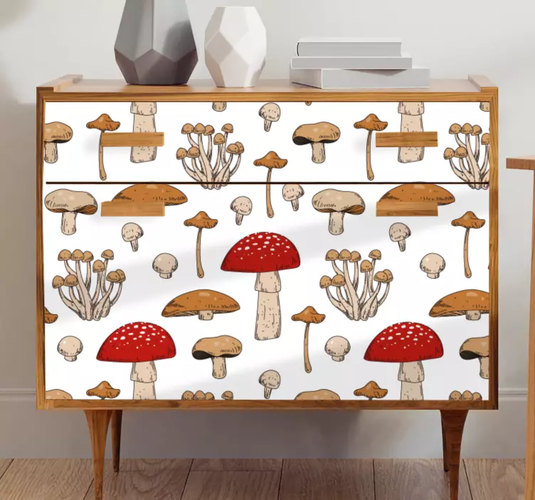 Yellow and red mushrooms  furniture sticker - TenStickers