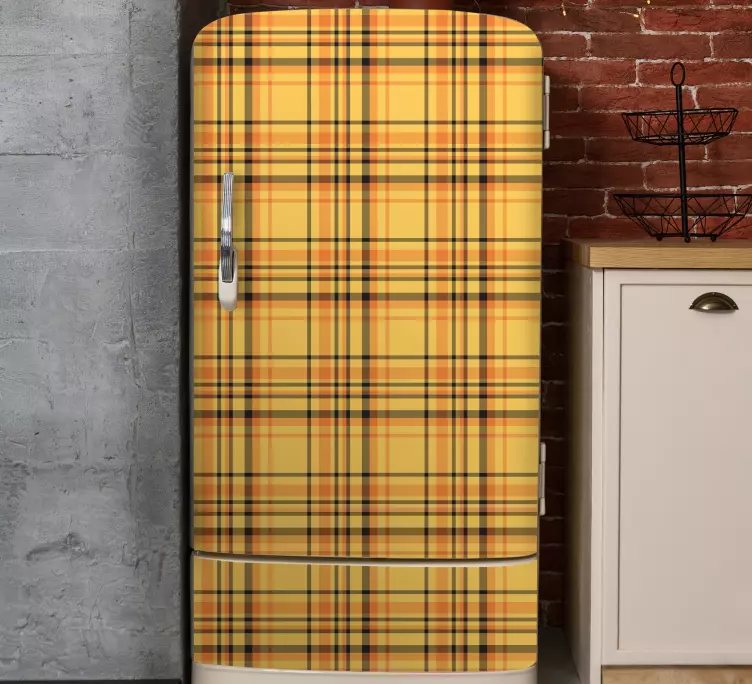 Yellow check seamless pattern fridge sticker - TenStickers