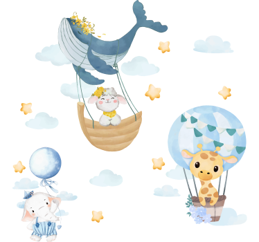 Pastel safari baloons wall decal - TenStickers