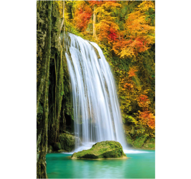 autumn waterfall door sticker - TenStickers