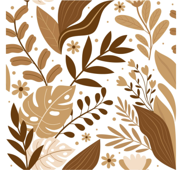 brown plants pattern door sticker - TenStickers
