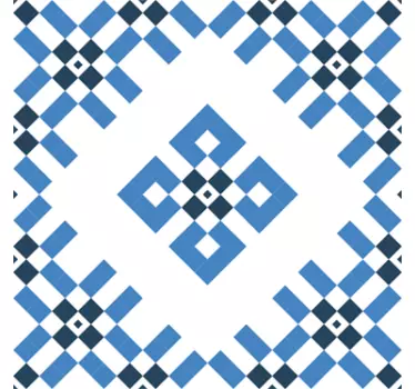 Blue and White Geometric Tile Sticker - TenStickers
