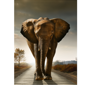 Majestic big elephant door sticker - TenStickers