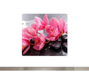 Pink orchids on stones wall decal for bathroom - TenStickers