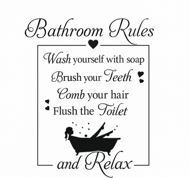 Rules and woman in bathtub wall decal for bathroom - TenStickers