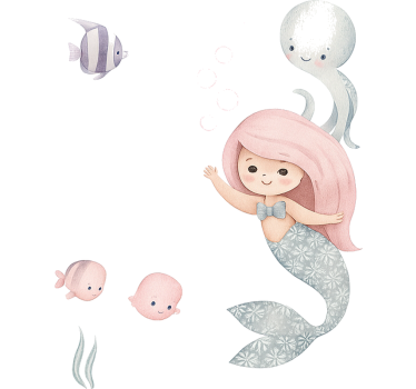 Mermaid set for kids door sticker - TenStickers