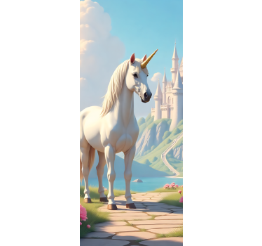 Door sticker unicorn for kids room - TenStickers