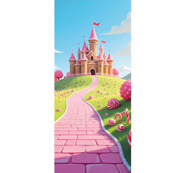 Door sticker princess castle for kids room - TenStickers
